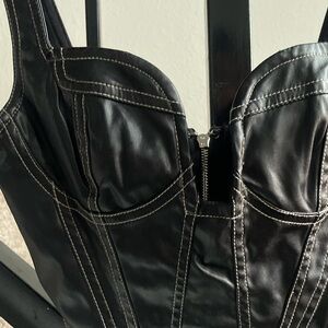 Black Faux Leather Crop Top